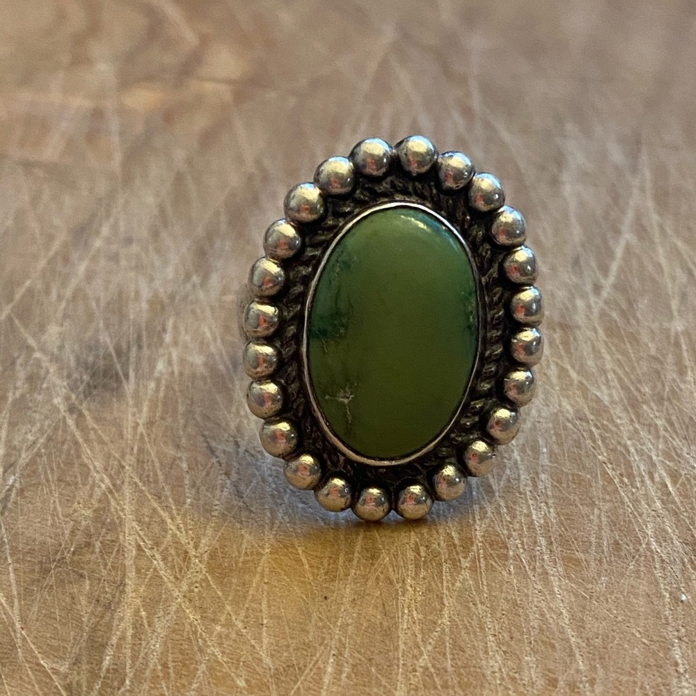 Vintage green turquoise 925 silver ring